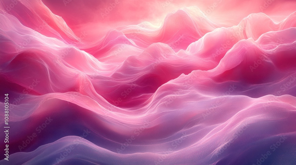 Ethereal pink-hued waves resembling dreamy landscapes at sunset. Ethereal pink-hued waves resembling dreamy landscapes at sunset.