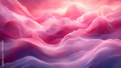 Ethereal pink-hued waves resembling dreamy landscapes at sunset.