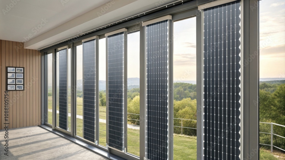 Vertical blinds featuring embedded energy cells. Vertical blinds featuring embedded energy cells.