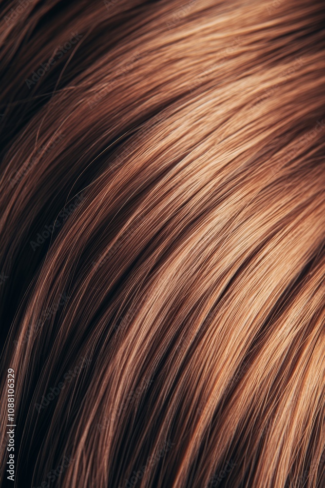 A close-up view capturing the glossy strands of auburn hair with rich color and texture under soft lighting in a beauty-focused setting A close-up view capturing the glossy strands of auburn hair with rich color and texture under soft lighting in a beauty-focused setting