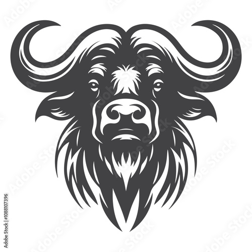 buffalo head vintage black flat vector illustration