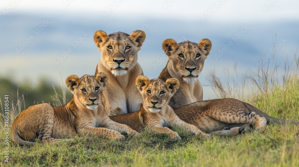 Lion Family in the Savanna Lion Family in the Savanna