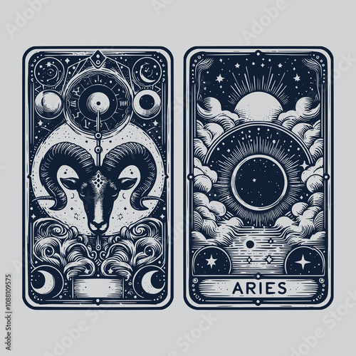 gothic aries ouija tarot card tattoo
