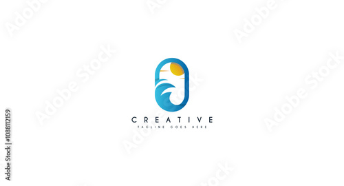 Beach Wave, Holiday logo design vector illustration.