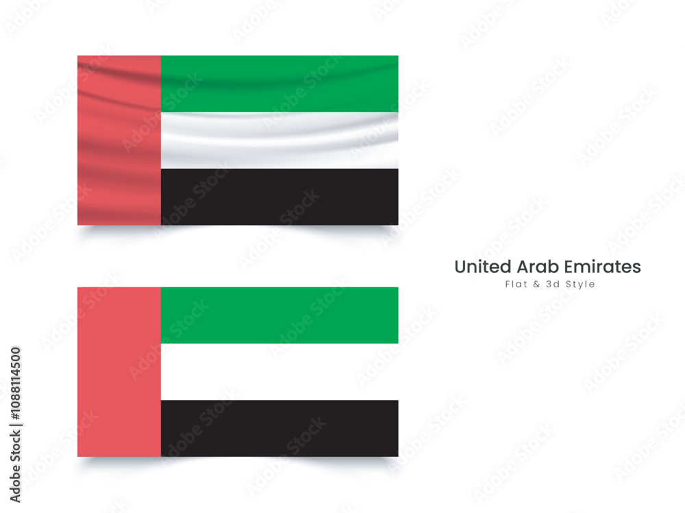 National flag of United Arab Emirates isolated on white background, UAE flag vector illustration National flag of United Arab Emirates isolated on white background, UAE flag vector illustration