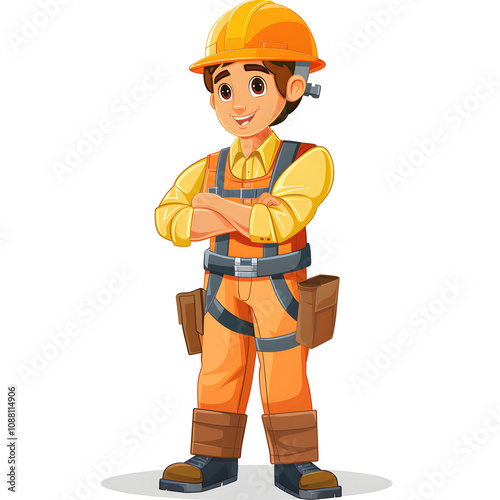 construction worker or factory worker at site with white shades, png