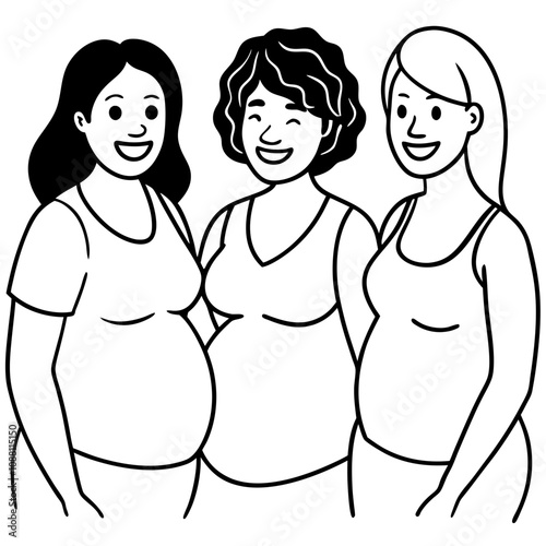 smiling diverse pregnant women