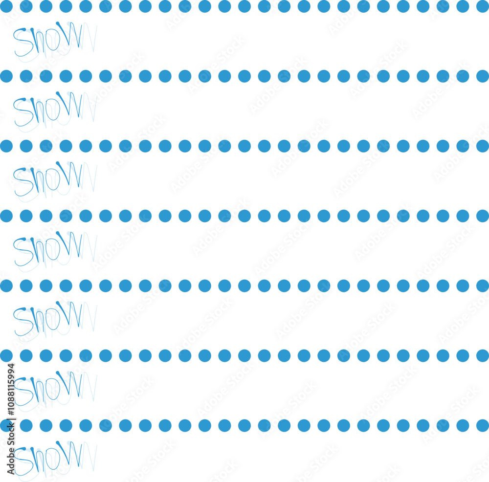 Obraz premium Horizontal rows of blue dots and the word