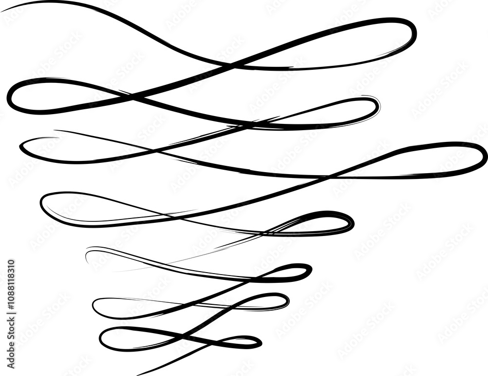 Spiral and swirl brush strokes. Design decoration Spiral and swirl brush strokes. Design decoration