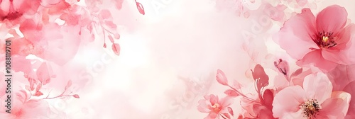 Soft pink flower frame background with gentle watercolor strokes, background, frame, pink, floral, watercolor