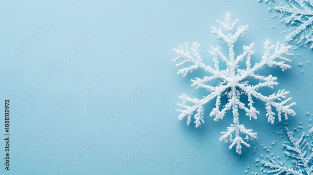A lone snowflake delicately displayed on a soft blue background, symbolizing winter's purity. A lone snowflake delicately displayed on a soft blue background, symbolizing winter's purity.