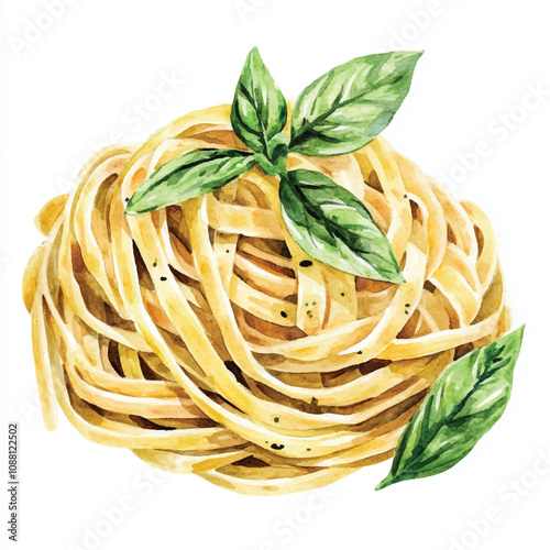 Pasta watercolor clipart illustration