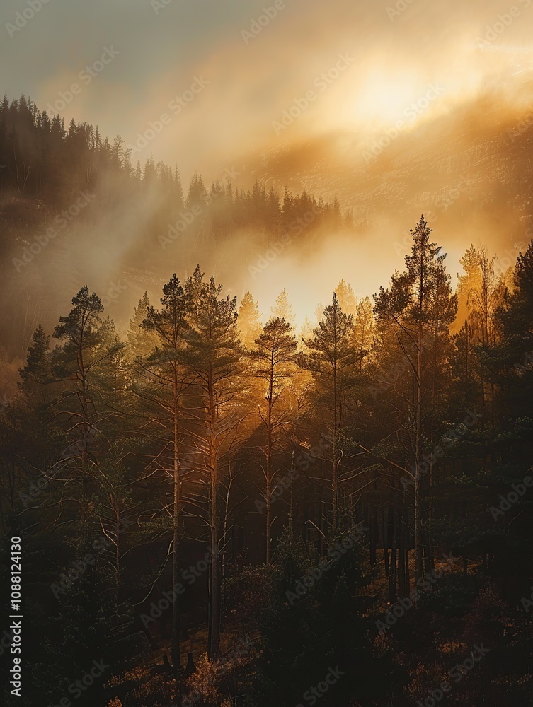 Rugged Mountain Scene Immersed in Golden Sunset Light and Cinematic Vibes Rugged Mountain Scene Immersed in Golden Sunset Light and Cinematic Vibes