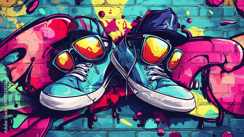 sneakers graffiti on the wall