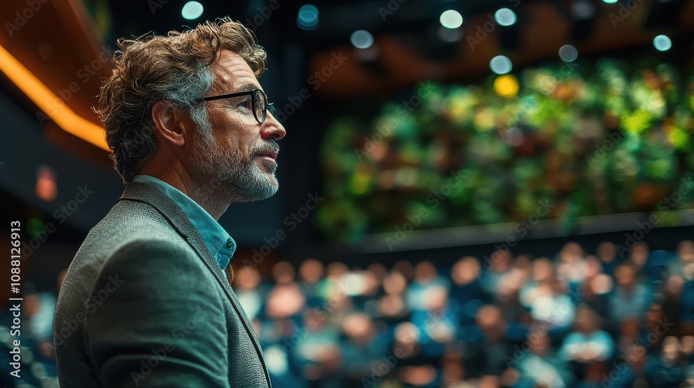 Engaging public speaking event conference hall speaker interaction professional environment side view communication skills development Engaging public speaking event conference hall speaker interaction professional environment side view communication skills development
