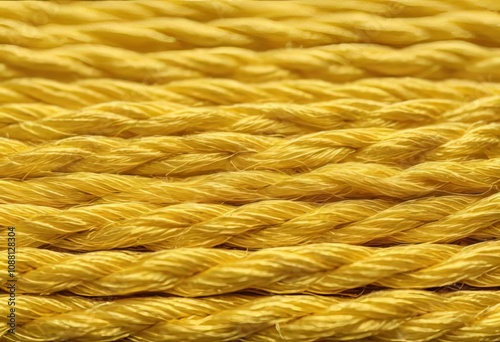 A close-up photo of yellow threads on a textured fabric background