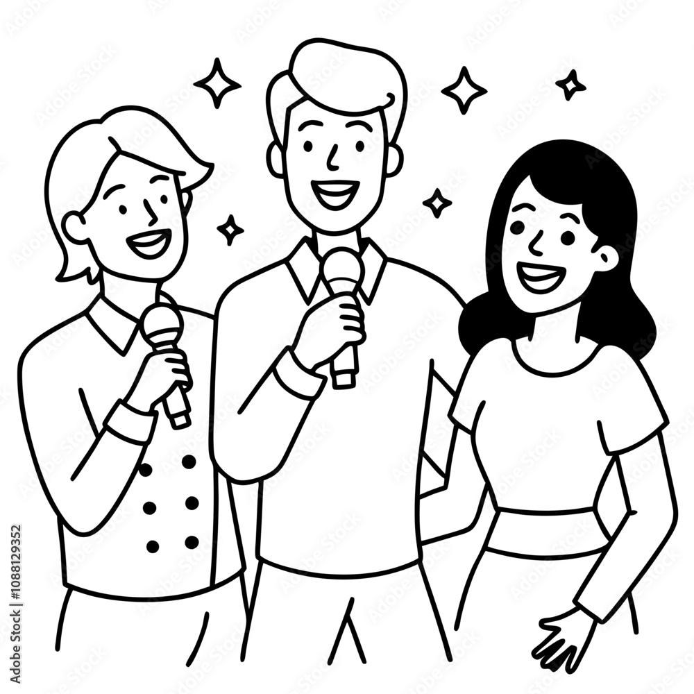smiling people have fun singing karaoke smiling people have fun singing karaoke