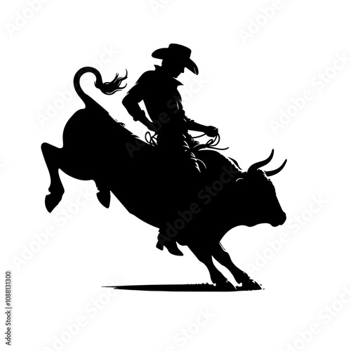 A silhouette  of a cowboy rodeo