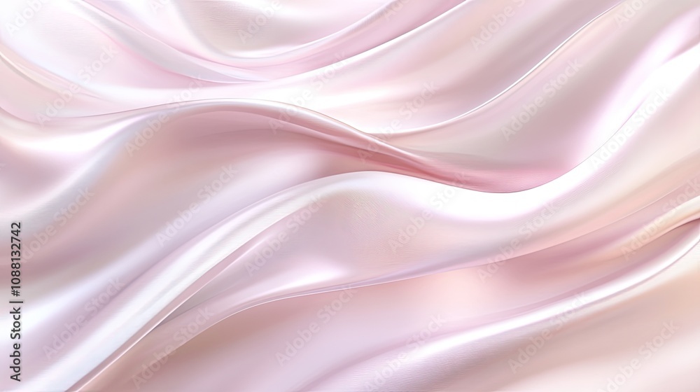 Obraz premium Soft and Elegant Pink Silk Fabric with Gentle Waves and Textures Perfect for Backgrounds, Fashion, and Event Themes in a Delicate and Luxurious Style