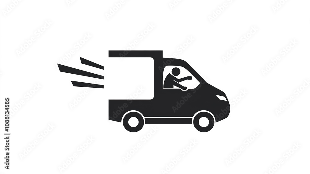 Minimalistic Courier Icon on a White Background, Symbolizing Delivery and Logistics Minimalistic Courier Icon on a White Background, Symbolizing Delivery and Logistics