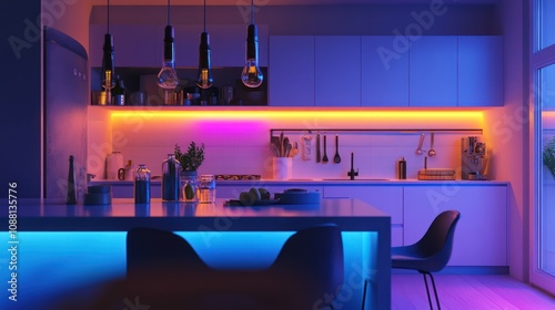 Modern Kitchen with LED Lighting