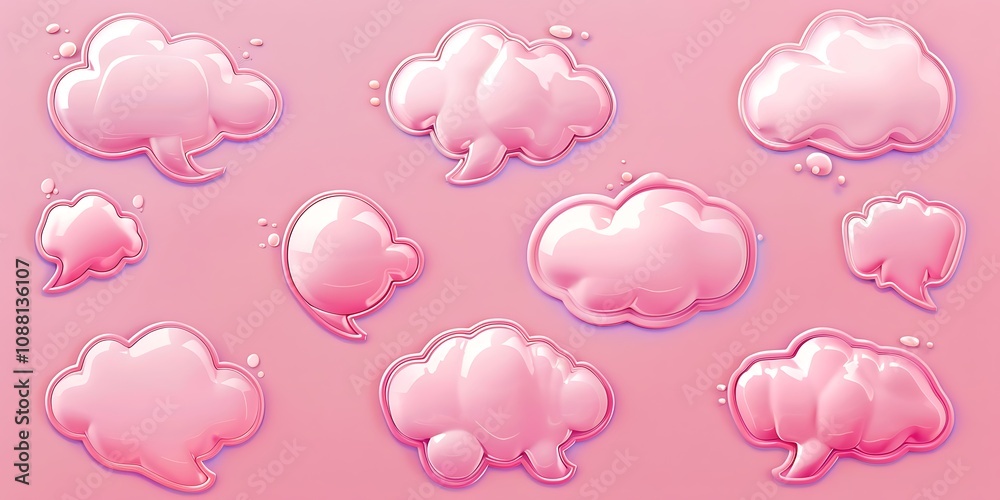 Comic speech bubbles on pink background. Pop art style. Vector illustration