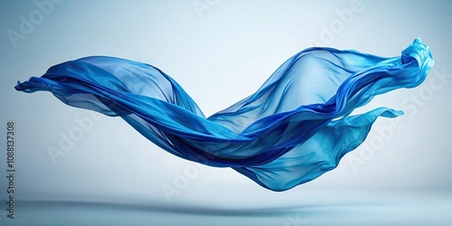 Blue abstract flying fabric on background, blue, abstract, flying, fabric,background, textile, flow, movement, artistic, elegant