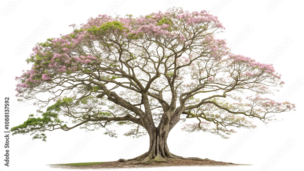 Pink cherry tree blossom vector illustration, isolated on white background Pink cherry tree blossom vector illustration, isolated on white background