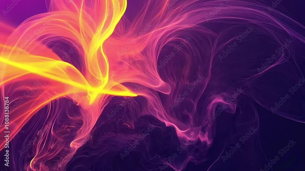 A vibrant abstract design featuring flowing orange and purple shapes, creating a sense of movement and depth against a dark background. A vibrant abstract design featuring flowing orange and purple shapes, creating a sense of movement and depth against a dark background.