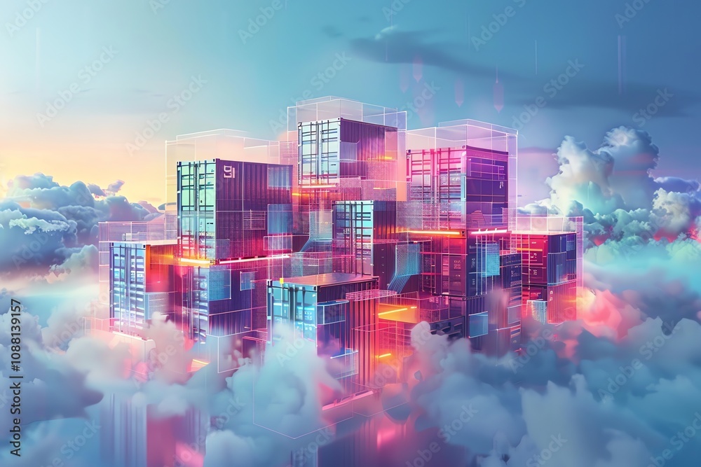Fototapeta premium Futuristic data center, cloud computing concept.