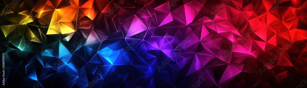 Obraz premium A vibrant abstract background with colorful geometric shapes and gradients.