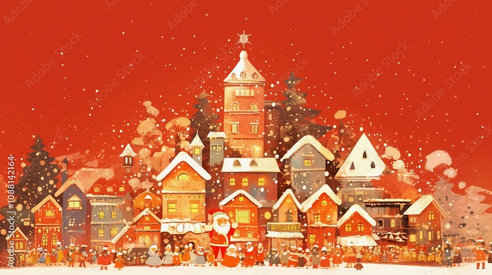 Fototapeta premium サンタクロースのいるクリスマスの町並み16