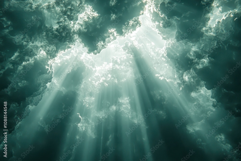 Luminous storm edges illuminate tempestuous skies over nature's canvas dramatic lighting and ethereal beauty