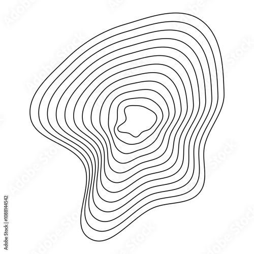 Wavy contour lines. Fluid topographic shapes. Organic terrain patterns. Natural elevation contours.