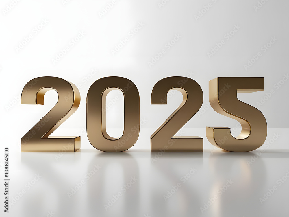 2025 golden number text illustration isolated on white background new year concept 2025 golden number text illustration isolated on white background new year concept