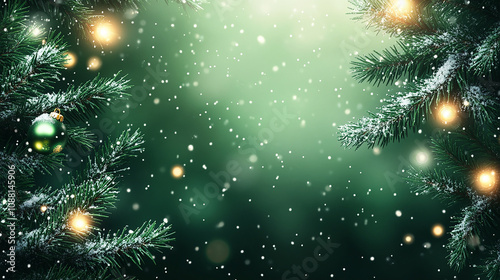 A Christmas background with rich green tones