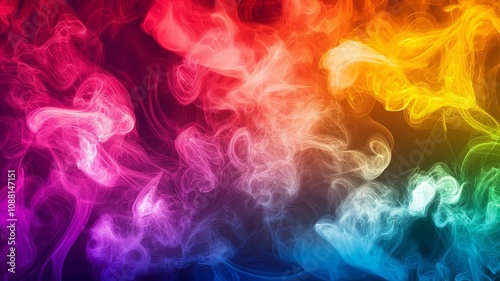 Abstract Smoke Patterns in Neon Colors Blending Together in a Dynamic Display of Colorful Swirls and Textures for Vibrant Creative Design