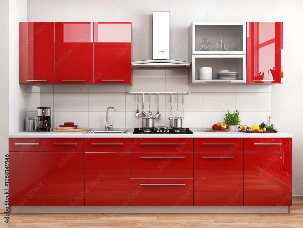 Modern Red Kitchen Cabinets And Appliances Design Modern Red Kitchen Cabinets And Appliances Design