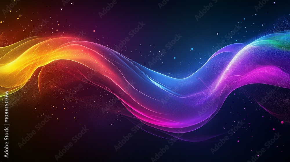 Vibrant Neon Waves Flowing Gracefully Across a Dark Background, Creating a Dreamy and Colorful Atmosphere for Digital Artwork and Design Projects Vibrant Neon Waves Flowing Gracefully Across a Dark Background, Creating a Dreamy and Colorful Atmosphere for Digital Artwork and Design Projects