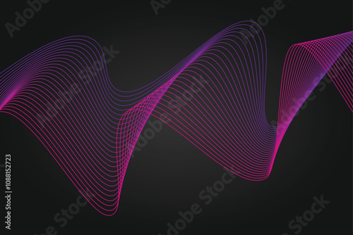 Innovative wave designs for creative projects. Digital frequency equalizer imagery. Modern line art backdrop. Vectors illustration with wavy gradient lines. Fluid curved stripes, sophisticated style.