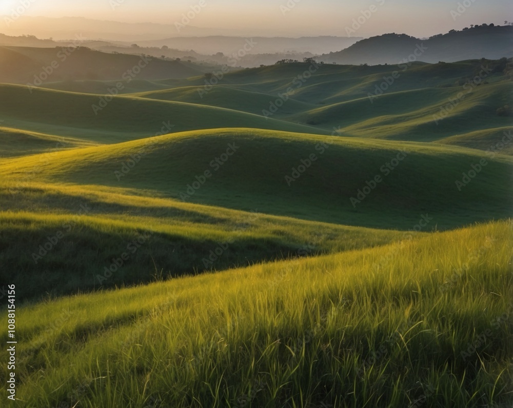 Obraz premium green field and mountains