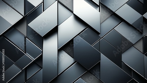 Futuristic Metallic Geometric Shapes in an Abstract Design with a Gradient Effect Showcasing Depth and Dimension for Modern Visual Projects