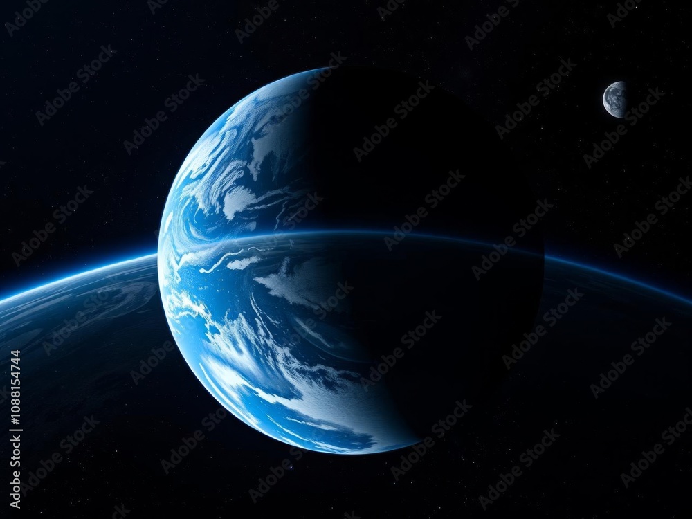 A stunning and realistic rendering of the Earth seen from the moon, showcasing the beauty and vastness of our planet, view, planet