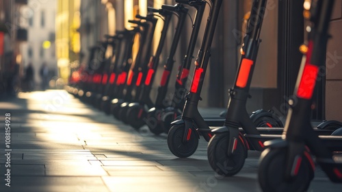 Electric Scooters Parked in City Street