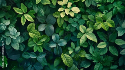 68.A diverse set of greenery elements, featuring fresh, vibrant leaves in various shapes and sizes. The foliage is arranged in a flowing pattern, with attention to detail in the leaf veins and edges,