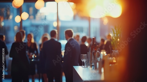 Blurred Silhouettes at a Social Gathering