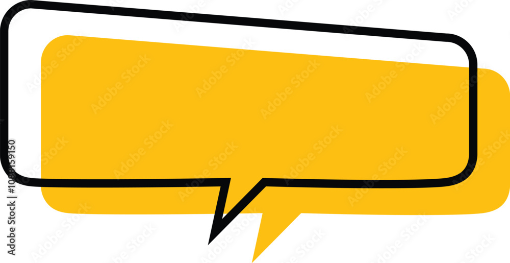 Talk Bubble Yellow Inside, Black Line Drawing Talk Bubble Yellow Inside, Black Line Drawing