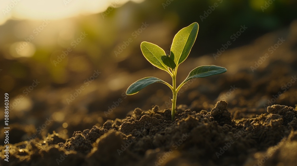 42.A close-up of a vibrant green seedling sprouting from the ground, bathed in soft golden sunlight. The young plant’s tender leaves reach toward the sky, symbolizing new beginnings, sustainable 42.A close-up of a vibrant green seedling sprouting from the ground, bathed in soft golden sunlight. The young plant’s tender leaves reach toward the sky, symbolizing new beginnings, sustainable