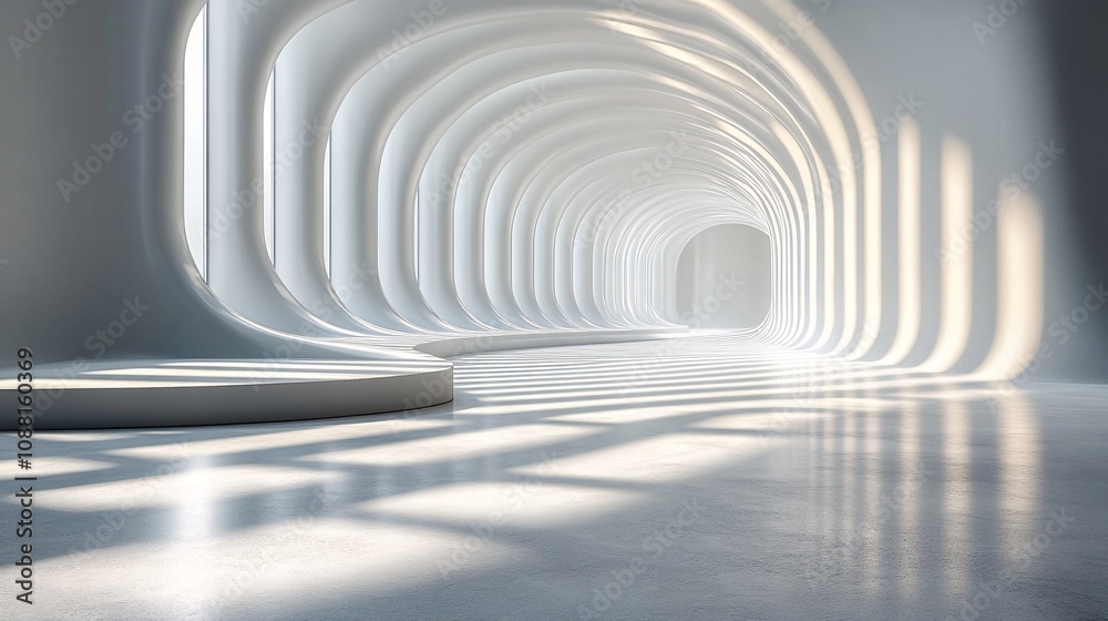 Naklejka premium Light Beams in Clean White Podium Space