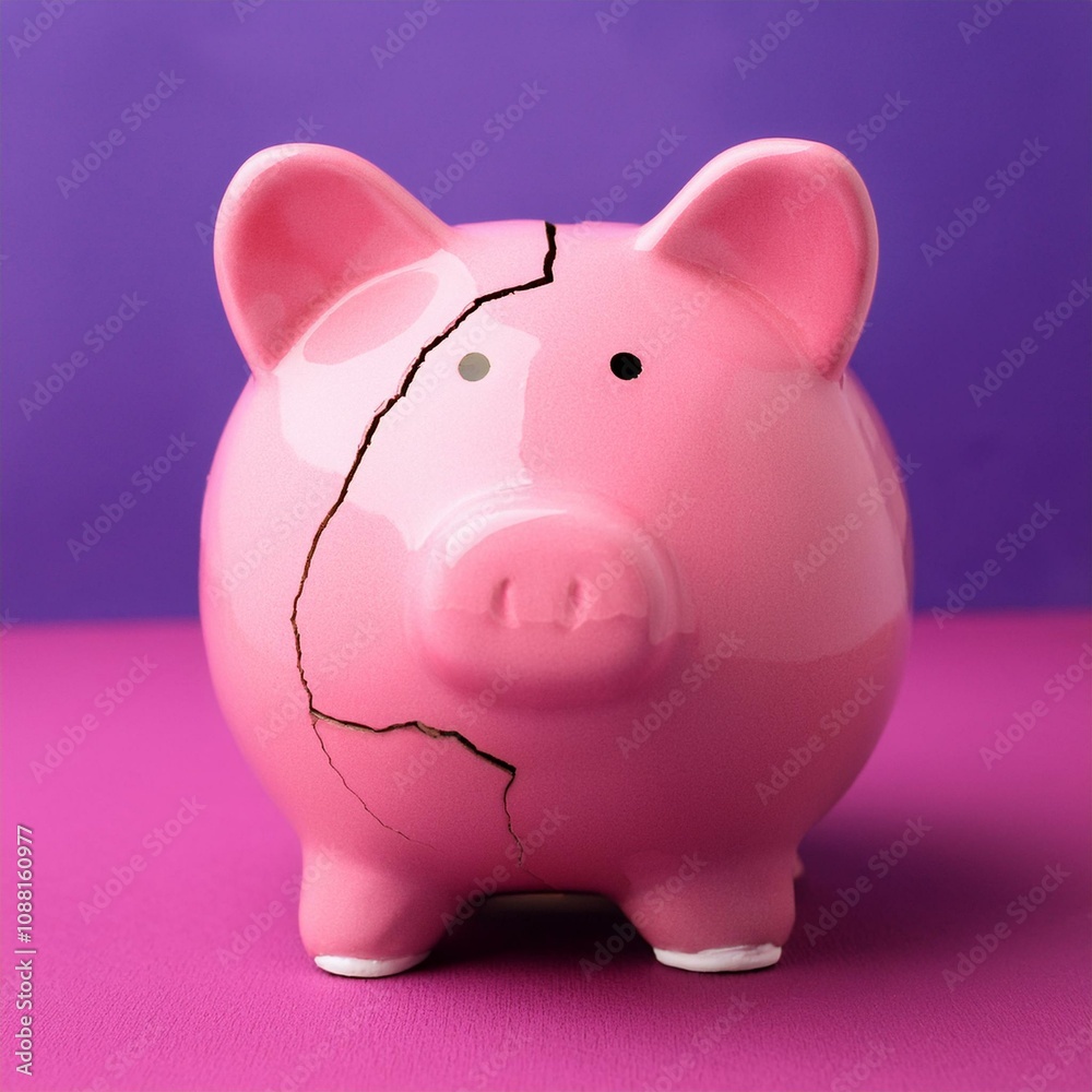 cracked pink piggybank cracked pink piggybank